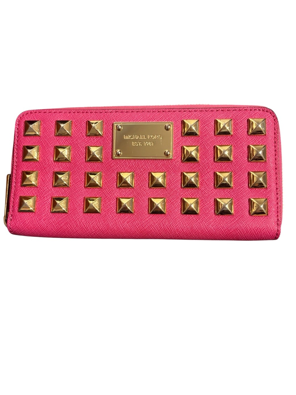 Michael Kors Pink Studded Zip Wallet Like New